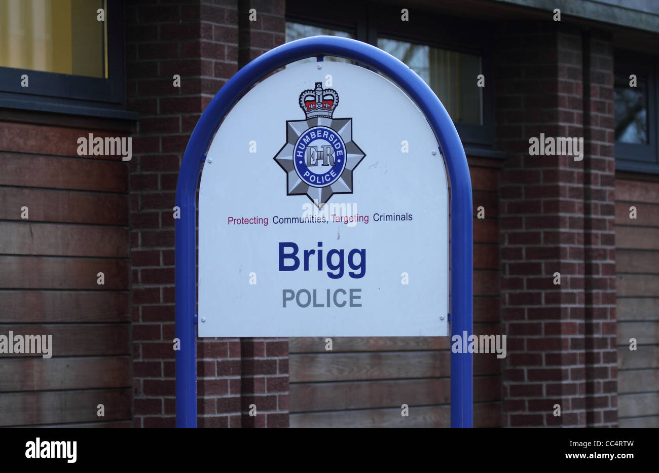 Enseigne à l'extérieur de la station de police de brigg humberside constabulary UK Banque D'Images