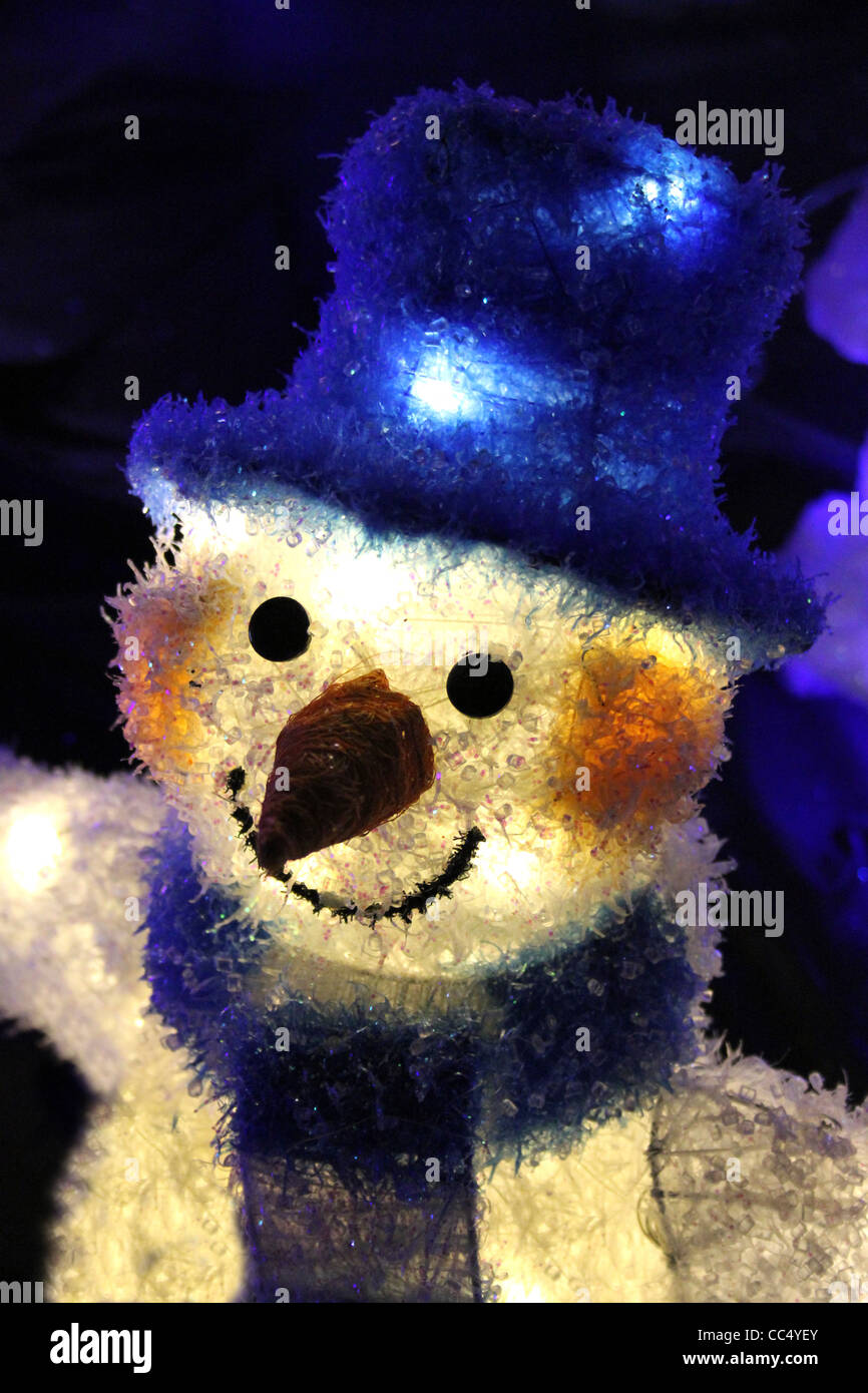 Allumé Frosty the Snowman Christmas Decoration Banque D'Images