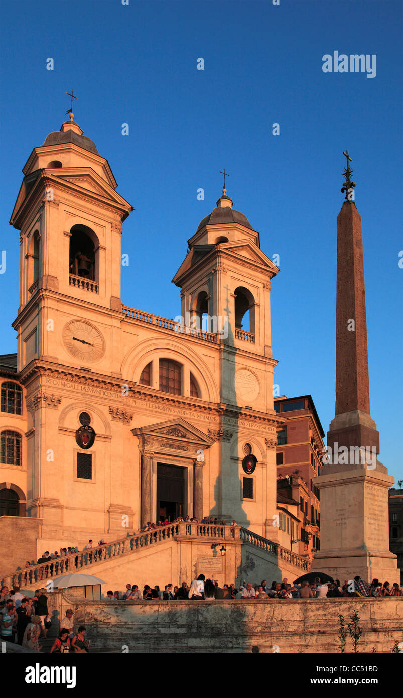 L'Italie, Lazio, Rome, place d'Espagne, Église de la Trinité-des-Monts, Banque D'Images