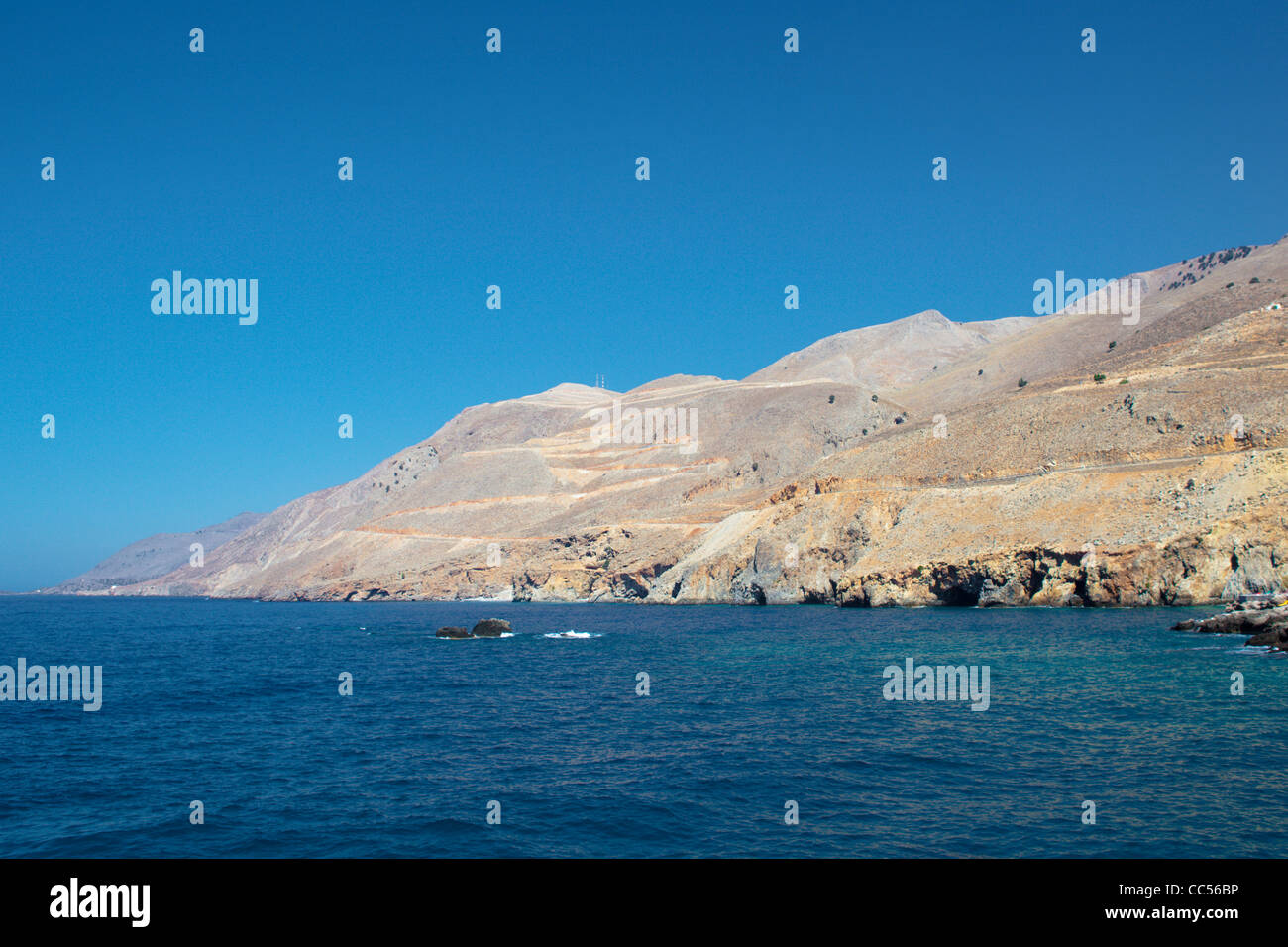 Vue panoramique des montagnes blanches dans le comté de Sfakia, la Grèce. Banque D'Images