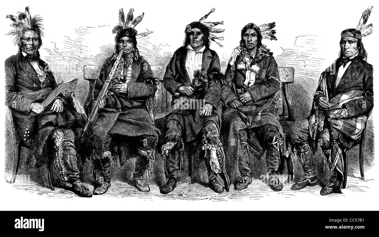 1886 chefs Indiens sioux Banque D'Images