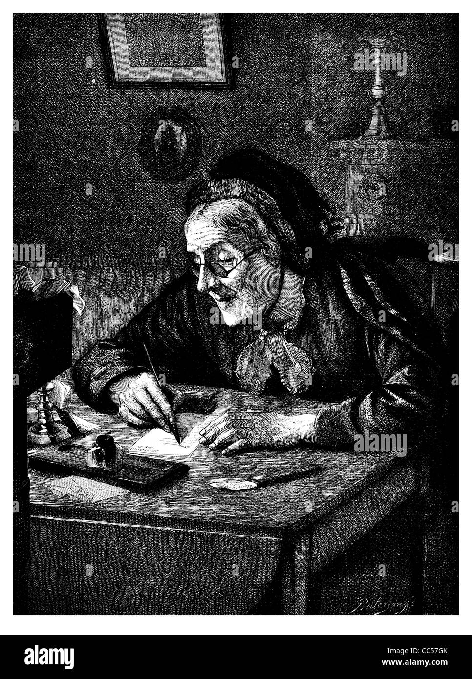 Écrire des lettres à son fils Banque D'Images