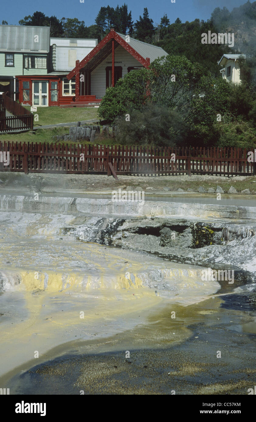 Nouvelle zélande Rotorua Village Maori Whakarewarewa Thermal Pools Banque D'Images