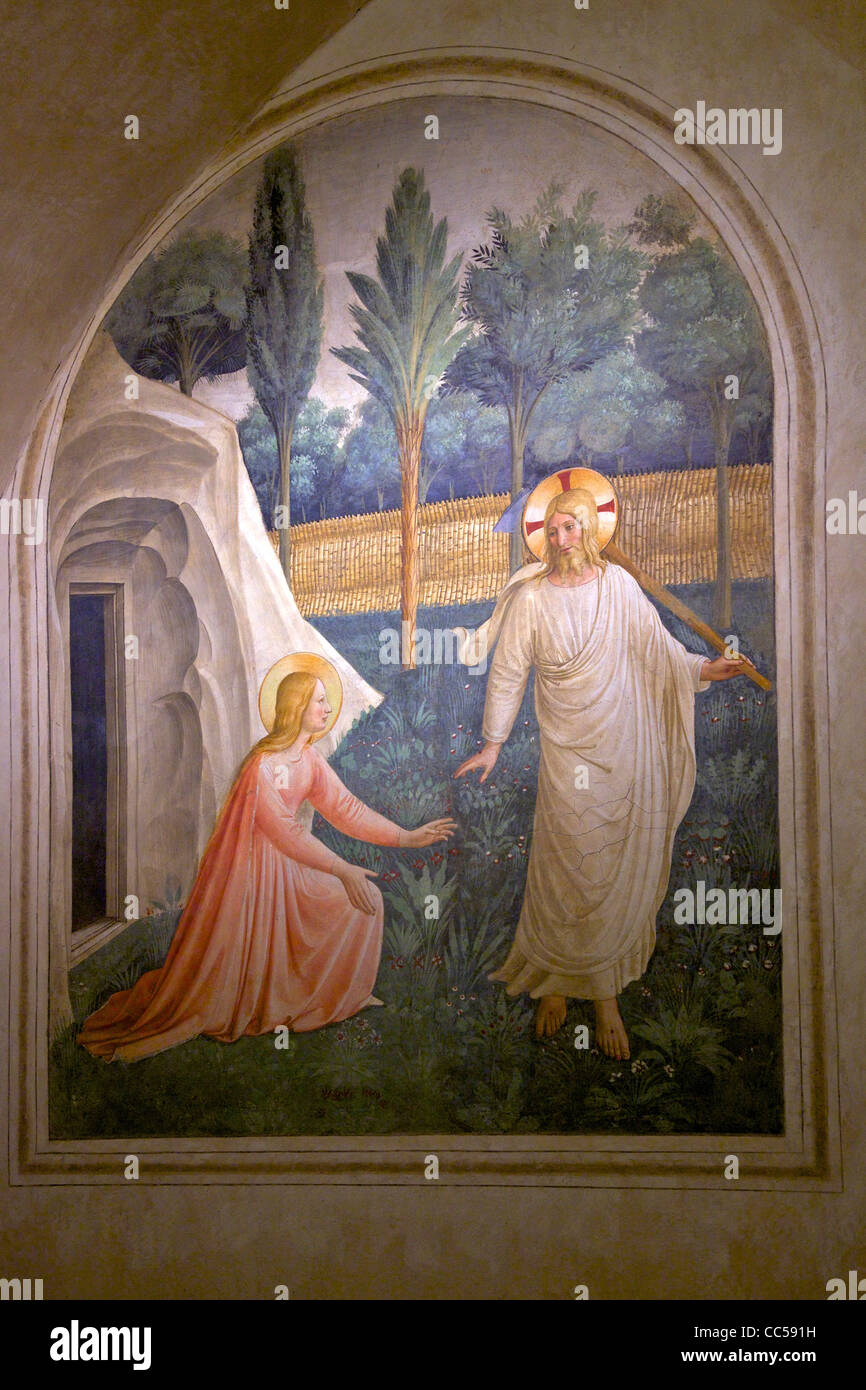 Noli Me Tangere, me touche pas, fresque en dortoir cell 1, Fra Beato Angelico, vers 1440, le couvent de San Marco, Florence, Vaeu Banque D'Images