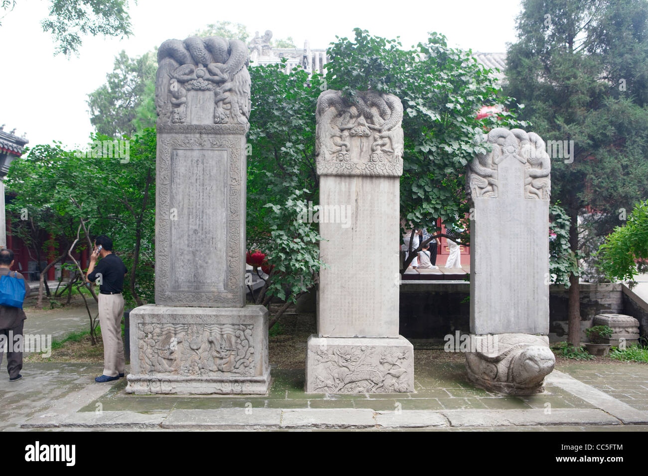 Les stèles de la Fa Yuan Temple, Beijing, Chine Banque D'Images