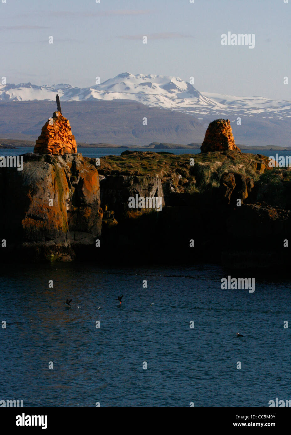 Les roches, Breidafjordur. L'ouest de l'Islande. Banque D'Images