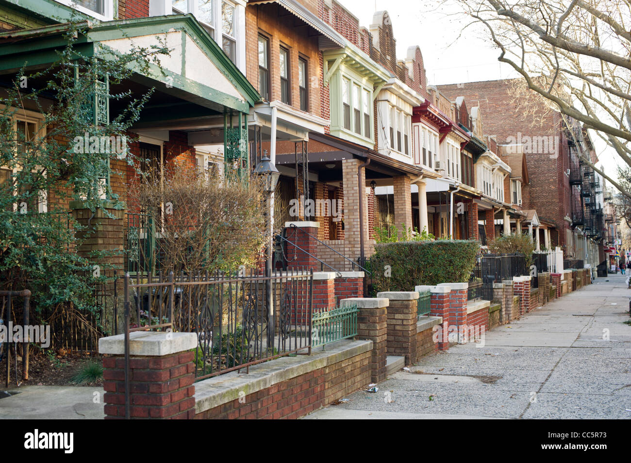 Maisons le long de la rue de l'Union dans le quartier de Crown Heights à Brooklyn New York Banque D'Images