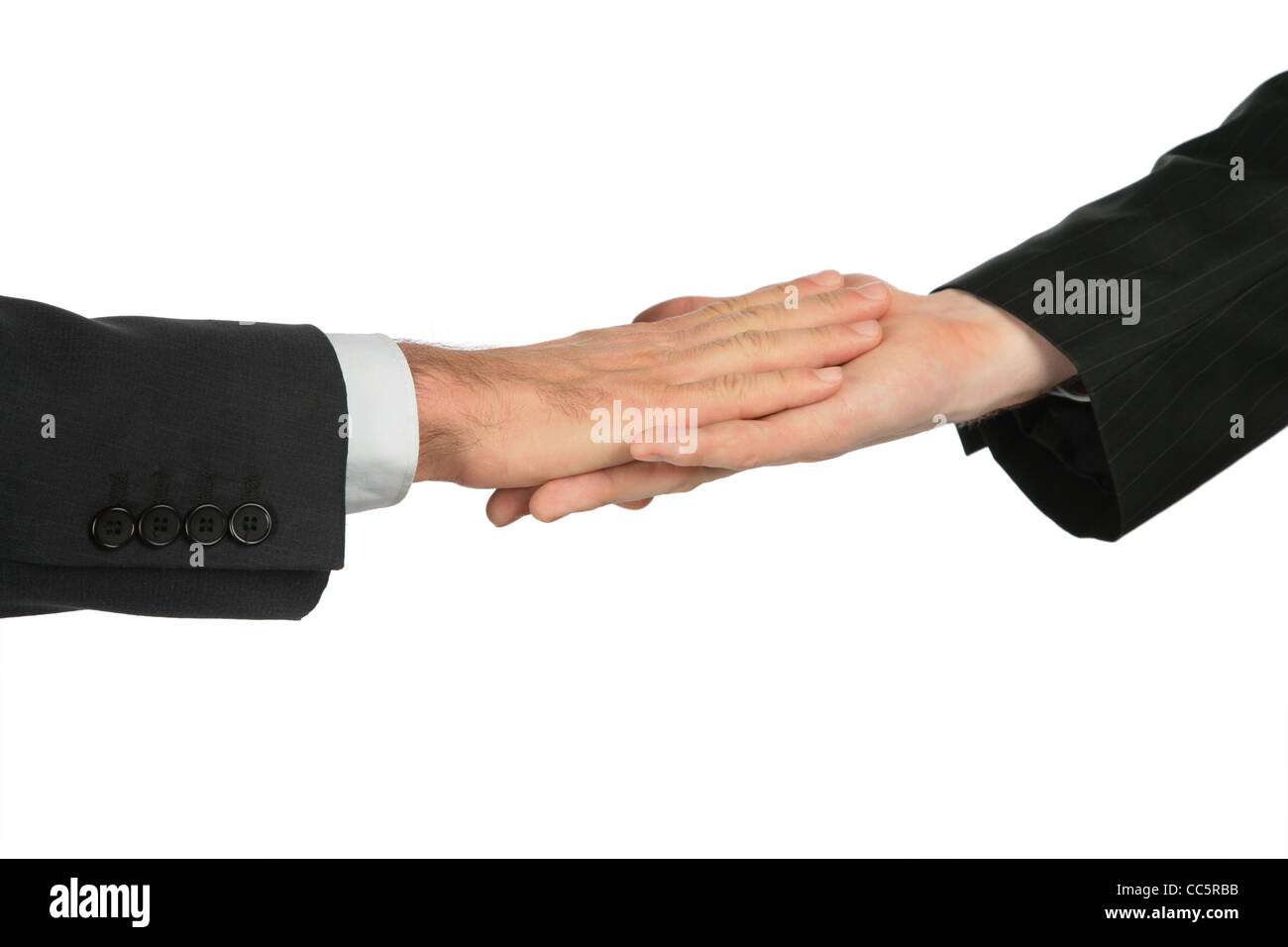 Deux mains, qui sont touchés par des palmiers Banque D'Images