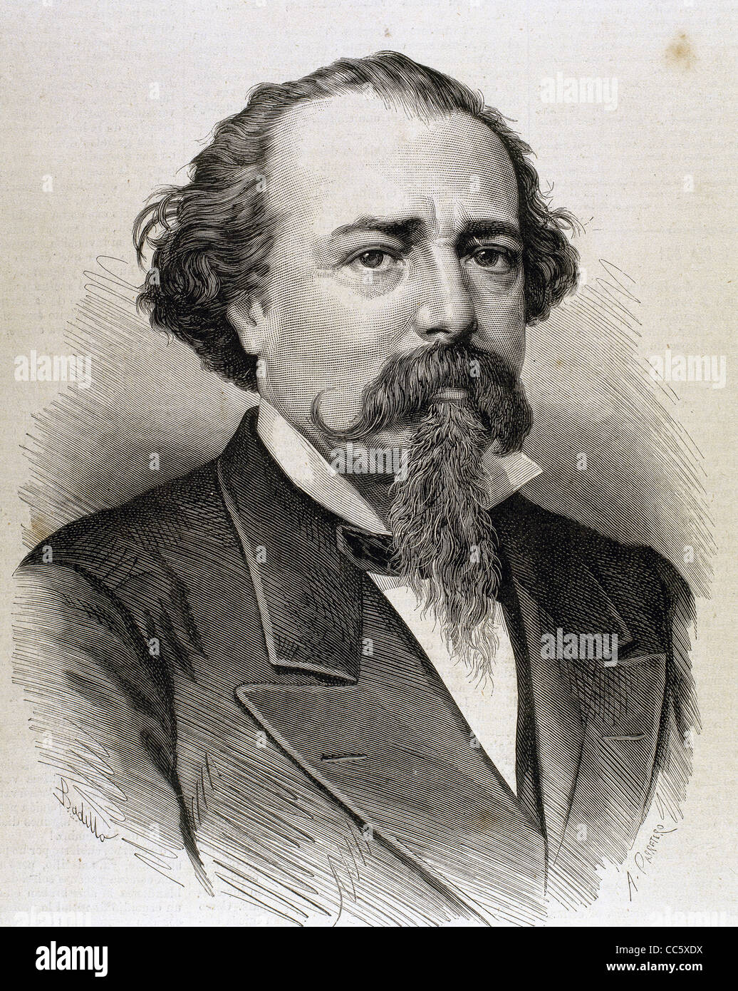 López de Ayala, Adelardo (1828-1879). Poète, dramaturge et homme politique espagnol. Gravure de 1879. Banque D'Images