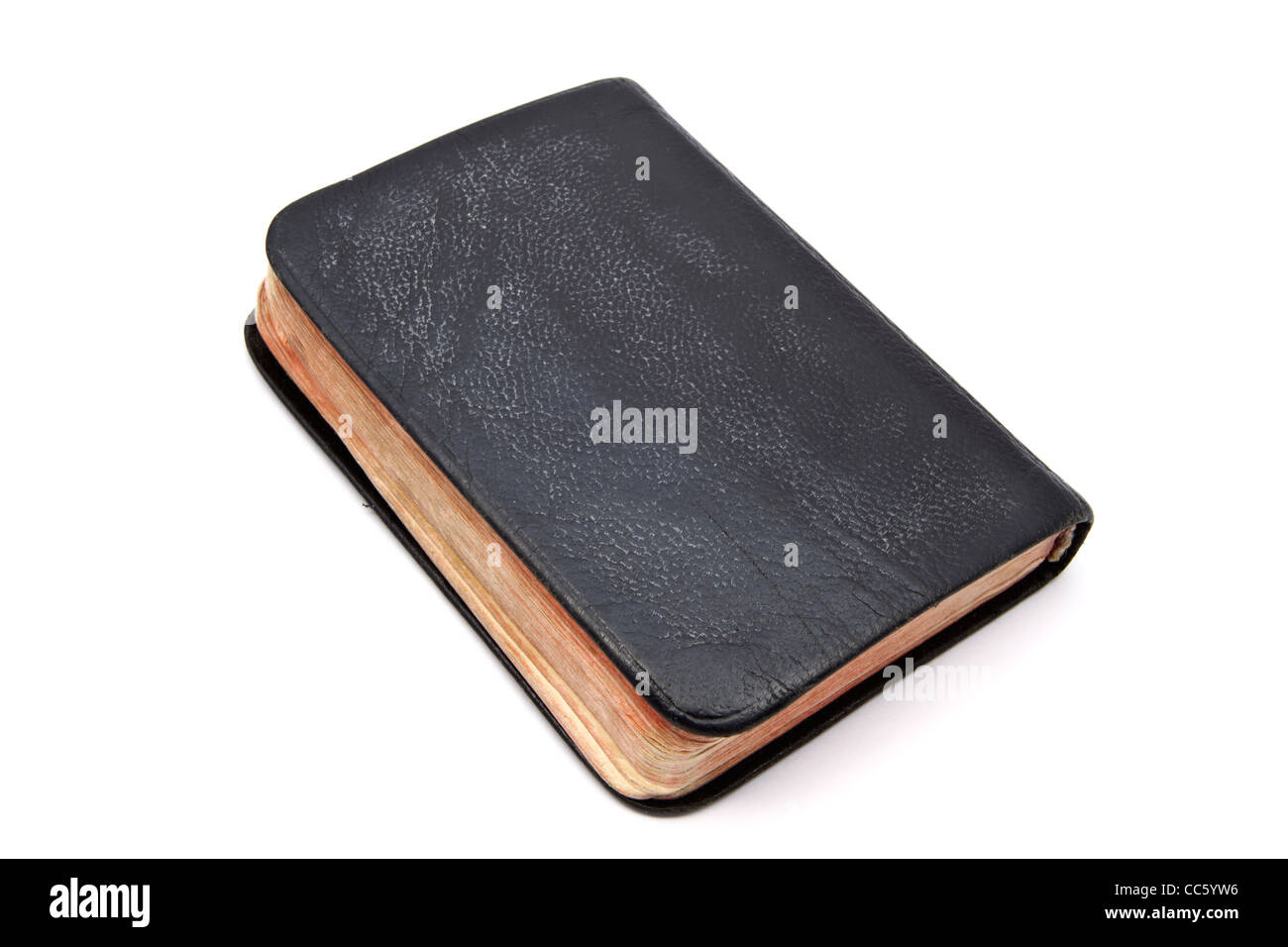 Gros plan livre noir sur fond blanc Banque D'Images