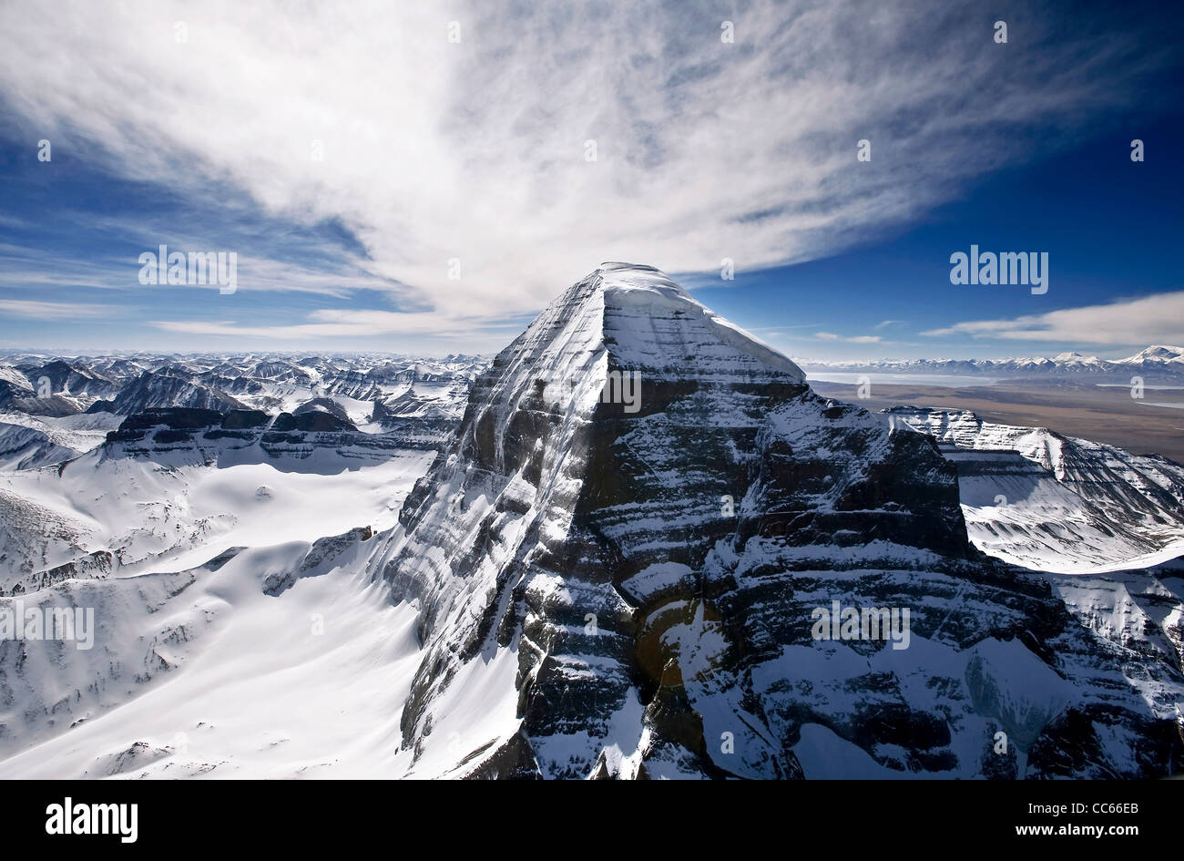 Le Pic saint Kangrinboqe, Ngari, Tibet, Chine Banque D'Images