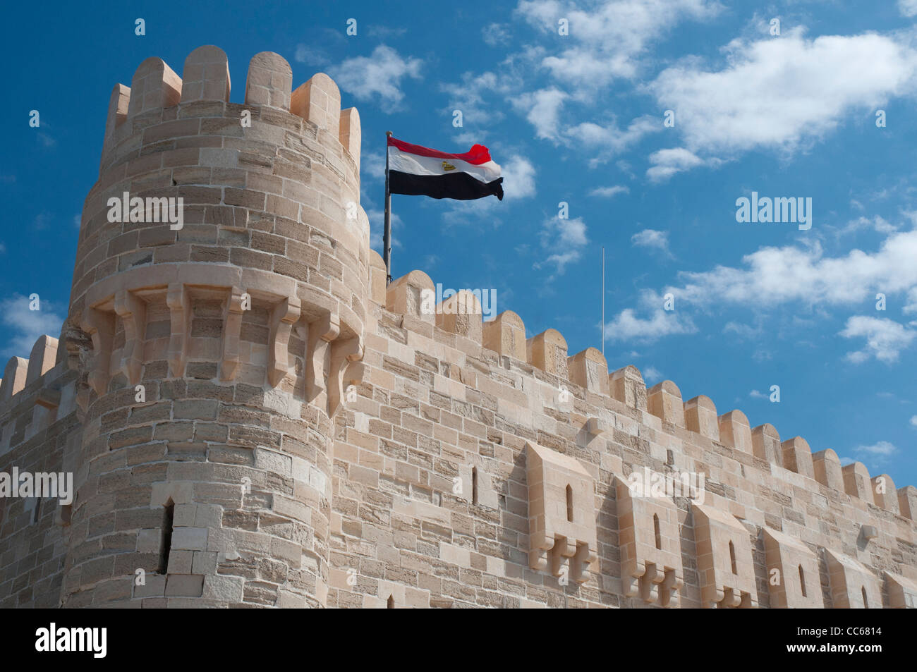 Fort Qait Bey à Alexandrie, censées se tenir sur le site de la grande Pharos ou phare de l'antiquité. Banque D'Images