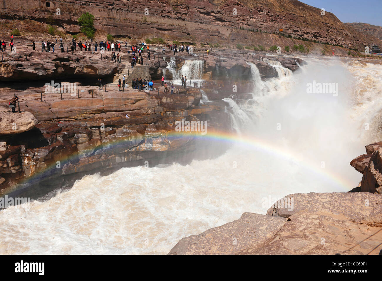 La traversée de la cascade Hukou, Yanan, Shaanxi, Chine Banque D'Images