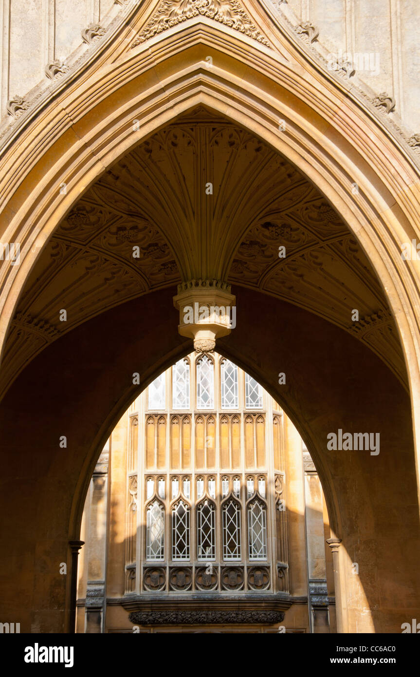 Détail architectural de bâtiments au St John's College, Université de Cambridge, Angleterre. Banque D'Images