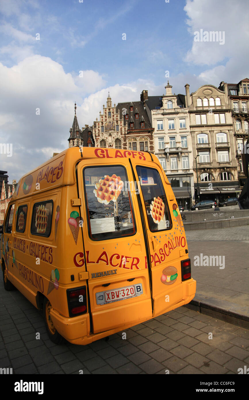 Vente voiture waffle, Bruxelles, Belgique Banque D'Images