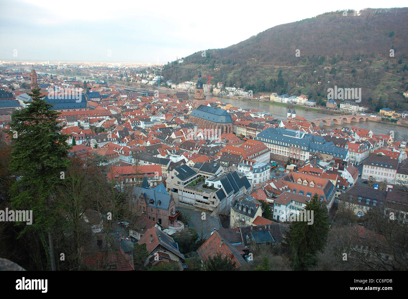 La vieille ville de Heidelberg du château ci-dessus, Allemagne Banque D'Images