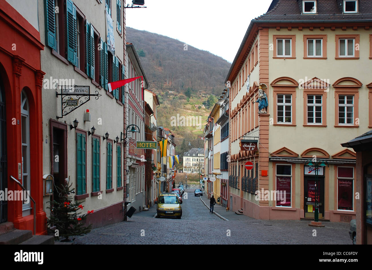 Entre les maisons de style western Lane, Heidelberg, Allemagne Banque D'Images