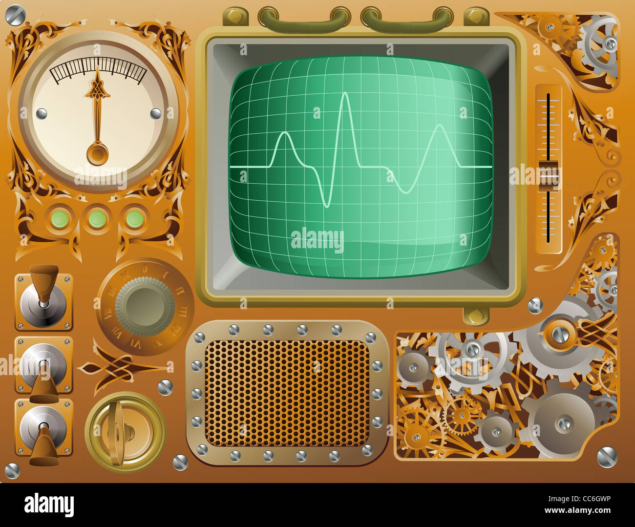 Style victorien industrielle Steampunk grunge media player illustration Banque D'Images