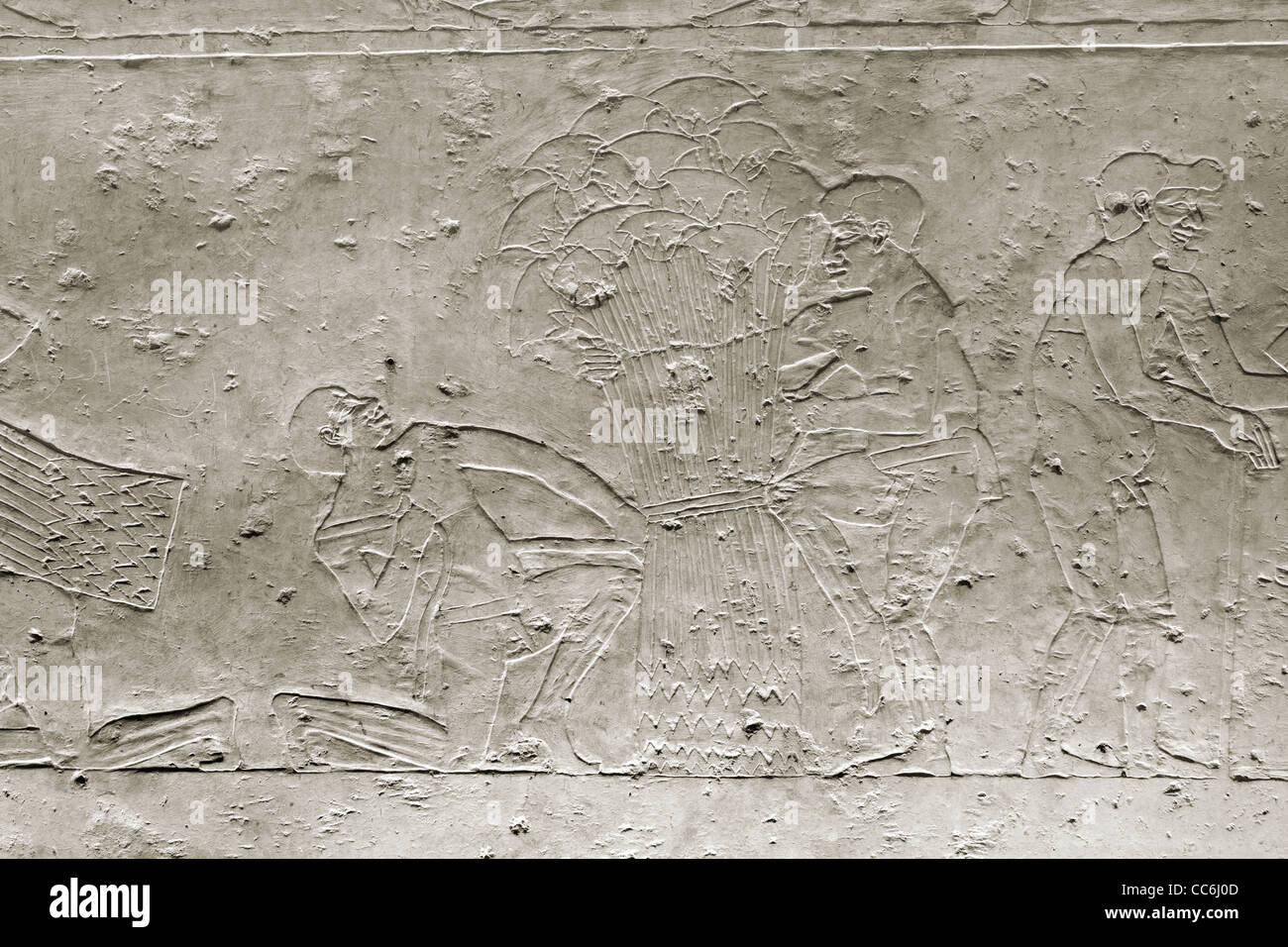 Reliefs dans l'Empire du Milieu tombe de Ukh Hotep Fils de Senbi à Meir , nord ouest d'Assiout en moyenne Égypte Banque D'Images