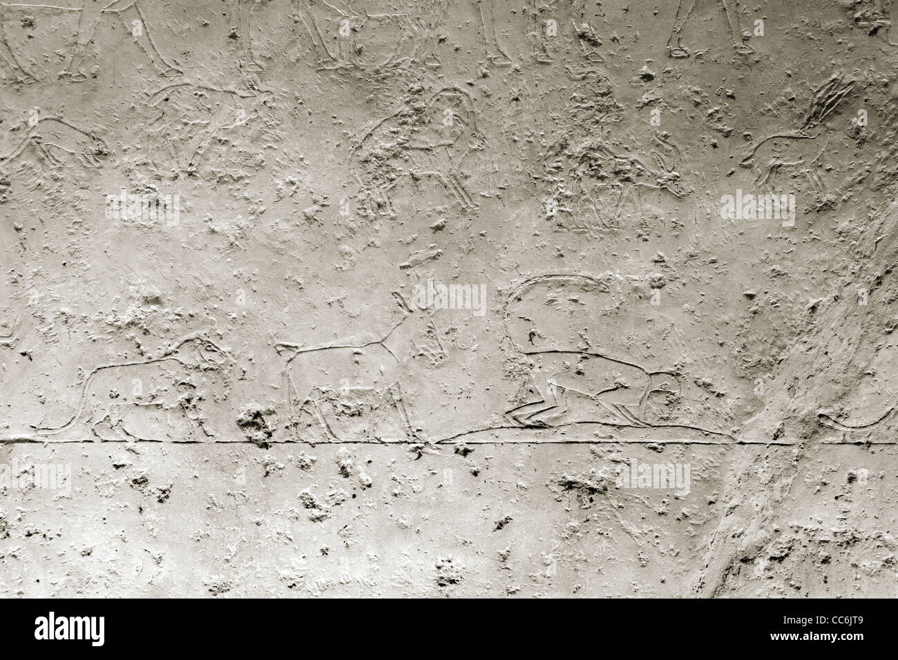 Reliefs dans l'Empire du Milieu tombe de Ukh Hotep Fils de Senbi à Meir , nord ouest d'Assiout en moyenne Égypte Banque D'Images