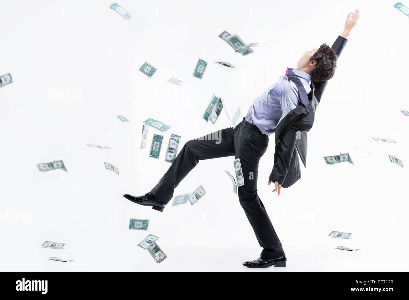 Un homme dur à se lever et à voler de l'argent Banque D'Images