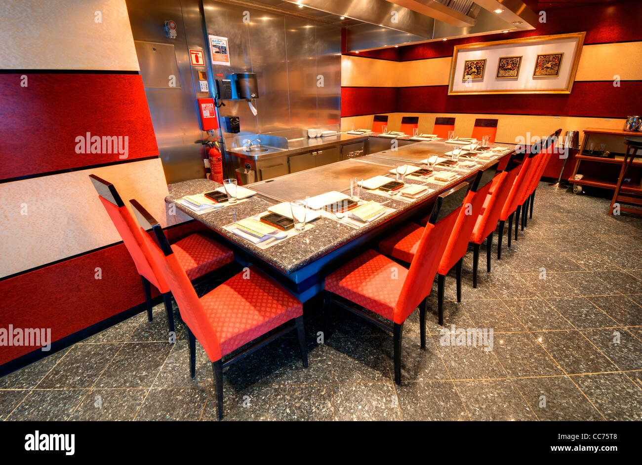 Salle à manger de style hibachi japonais Banque D'Images