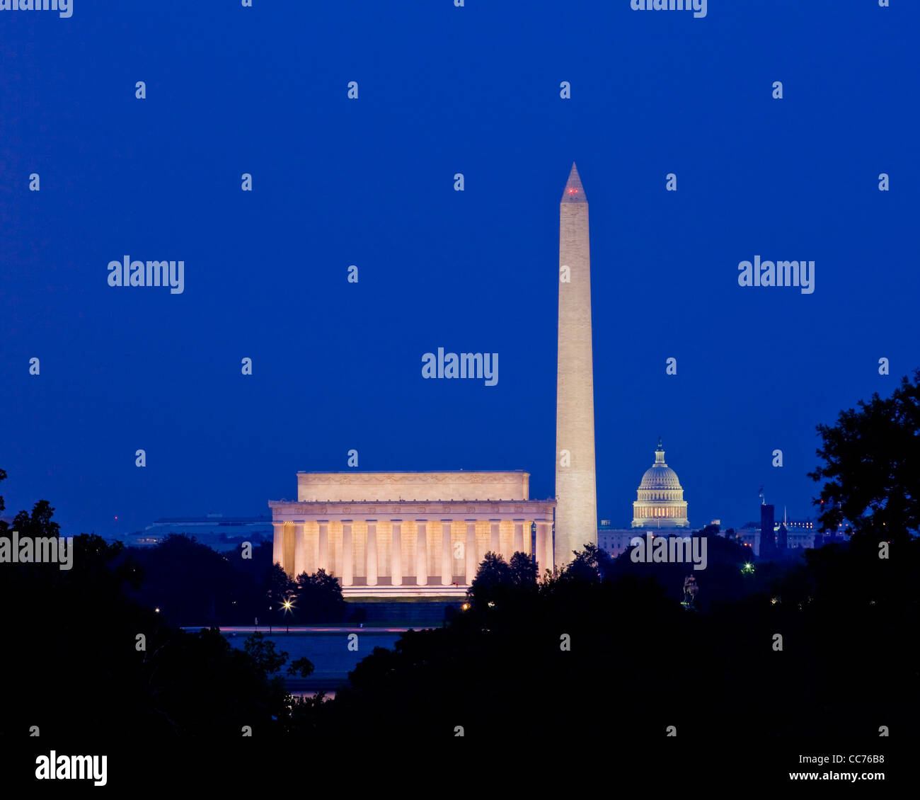 Washington DC night skyline Banque D'Images