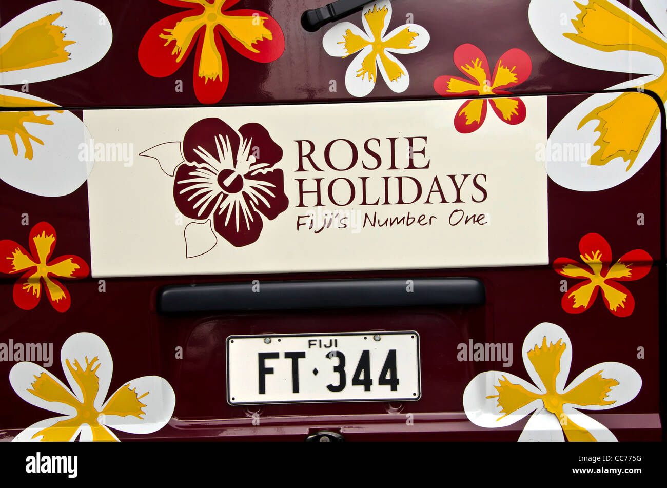 Nadi Fidji libre de signer pour Rosie vacances tourisme company à l'arrière de l'van Banque D'Images