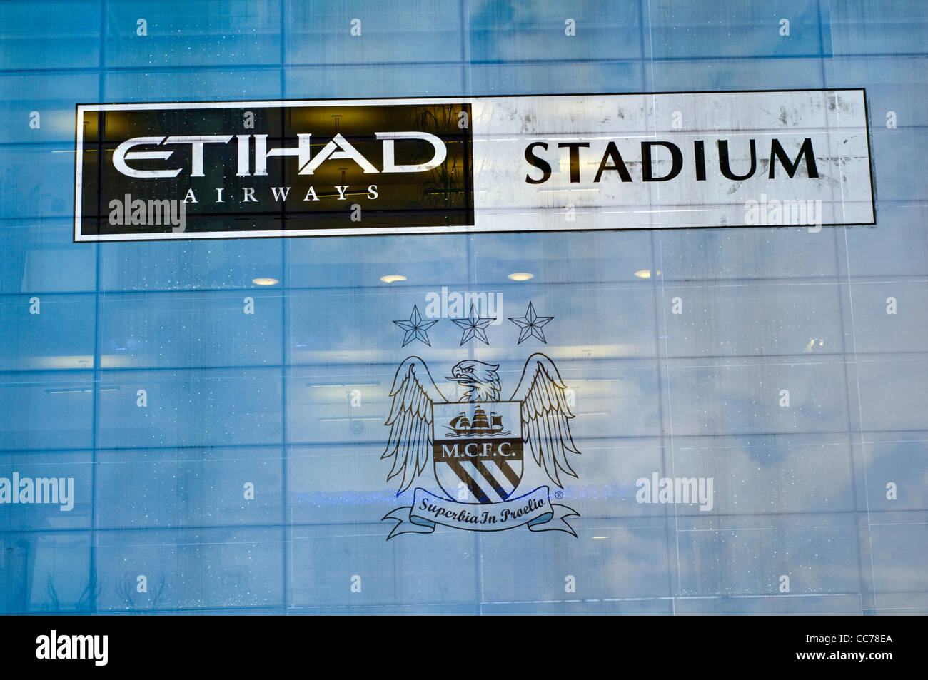 Manchester City Football club Etihad Stadium en Angleterre, anciennement connu sous le nom Eastlands Banque D'Images