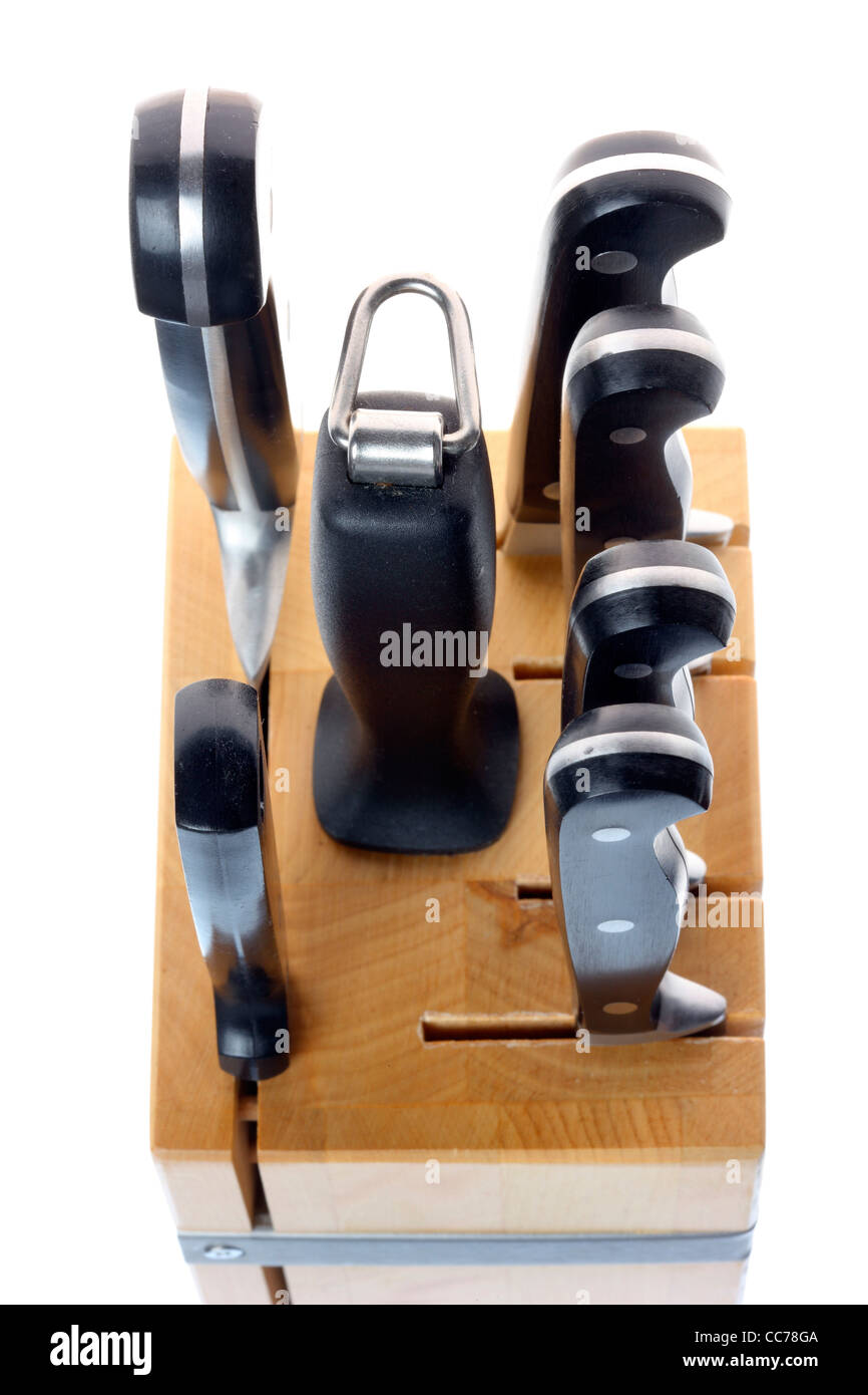 Outils de cuisine. Bloc couteaux avec divers types de couteaux de cuisine. Banque D'Images
