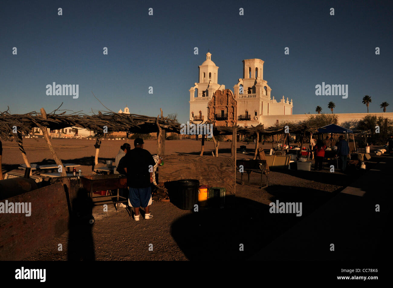 Monument Historique, Mission San Xavier del Bac, également connu sous le nom de la Colombe blanche du désert, Tucson, Arizona, USA. Banque D'Images