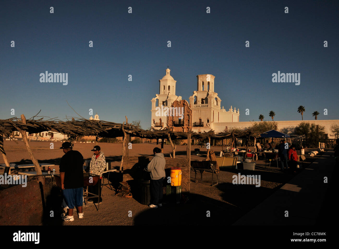 Monument Historique, Mission San Xavier del Bac, également connu sous le nom de la Colombe blanche du désert, Tucson, Arizona, USA. Banque D'Images