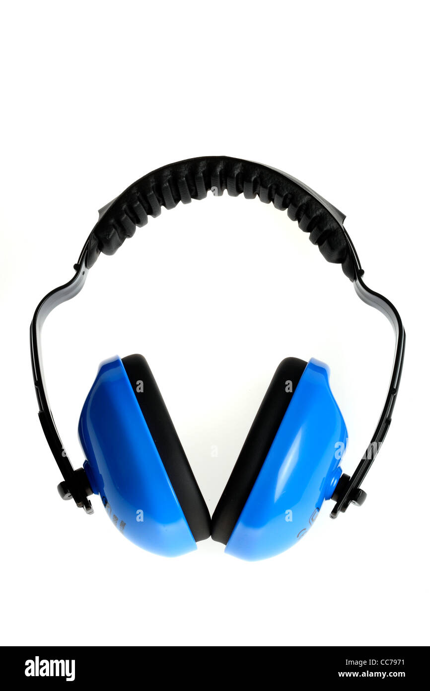 Protège-oreilles bleu. l'équipement de protection personnelle. Banque D'Images