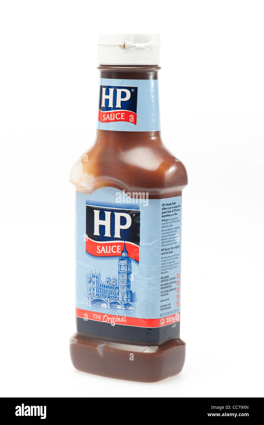 Une bouteille de sauce HP traditionnels, sauce brune, Banque D'Images