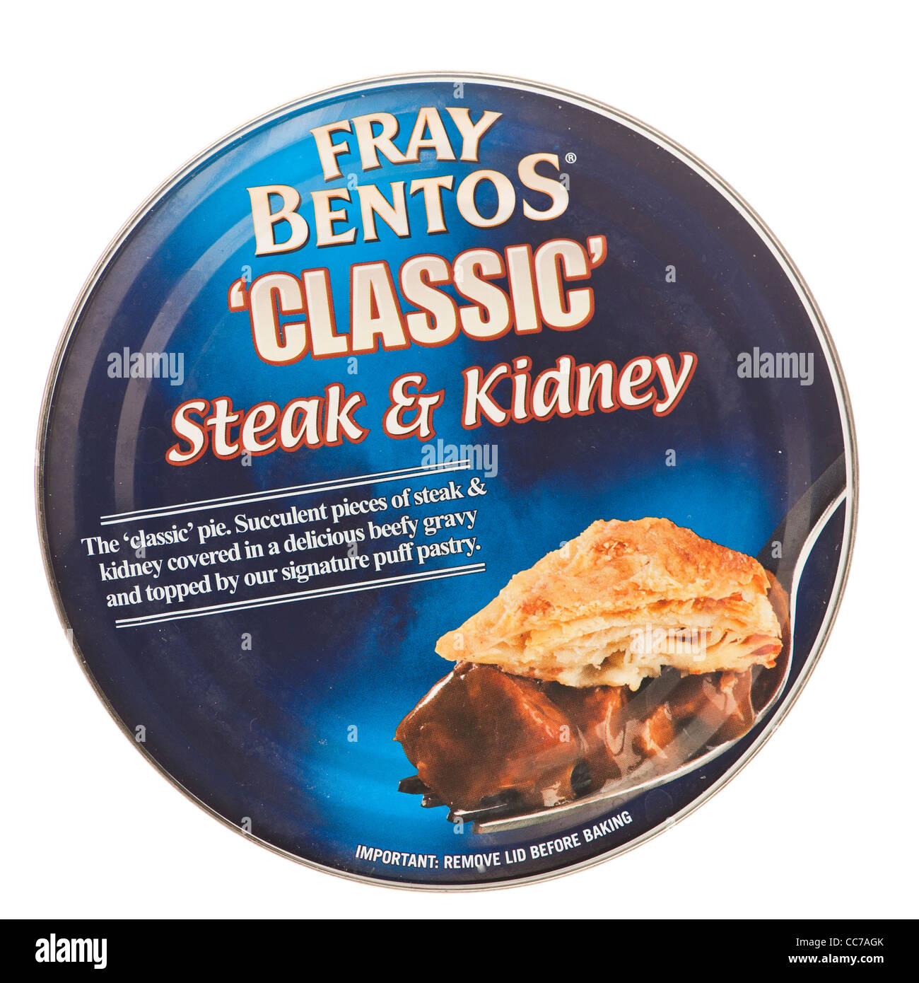 Une boîte en fer-Fray Bentos steak 'classique' et le rein pie, UK Banque D'Images