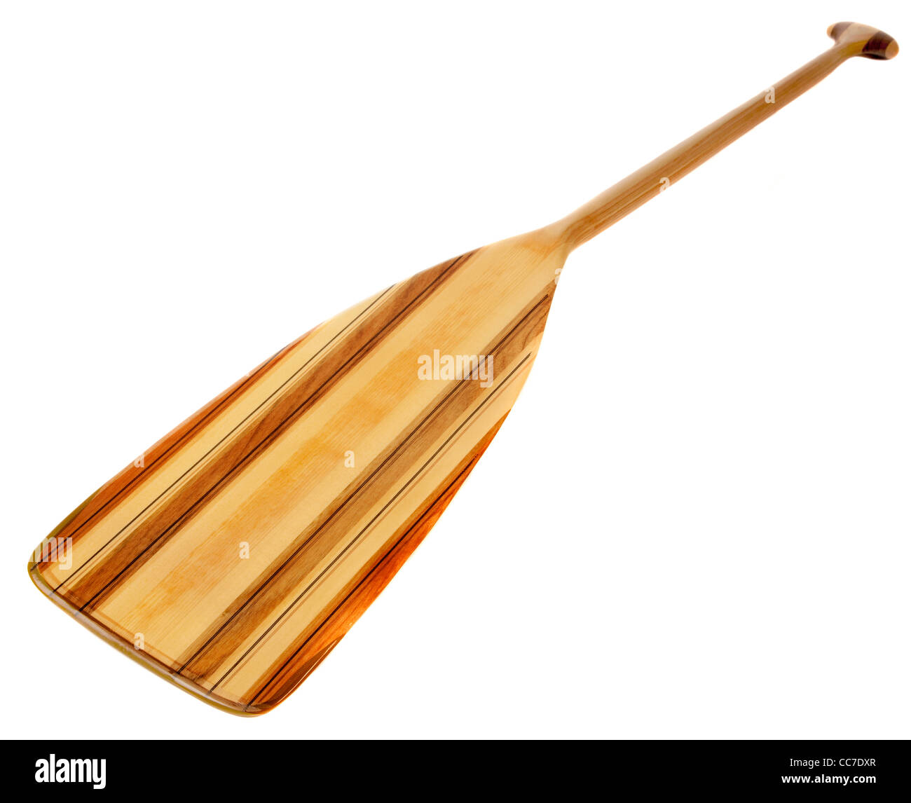 Sol en bois (tilleul, aulne rouge et butternut)) cruising canoe pagayer avec arbre tordu et l'embout renforcé de fibre Banque D'Images