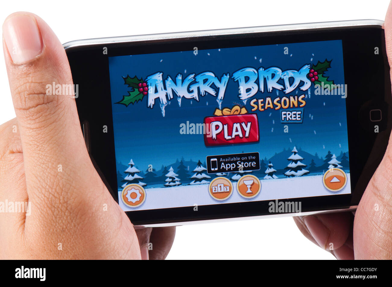 Close up de Angry Birds seasons jeu sur iphone, dentelle sur fond blanc Banque D'Images