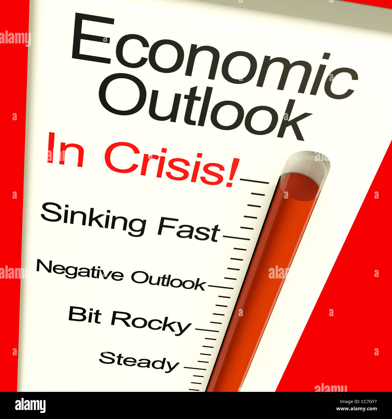 Perspectives économiques en crise la faillite et un moniteur montrant la dépression Banque D'Images