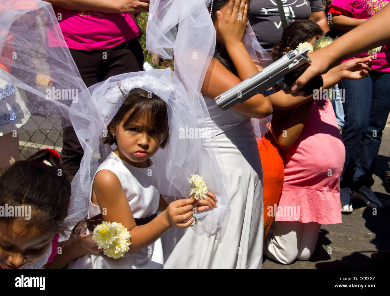 La violence contre les femmes manifestation à Tegucigalpa Honduras - Journée internationale pour l'élimination de la violence contre les femmes Banque D'Images