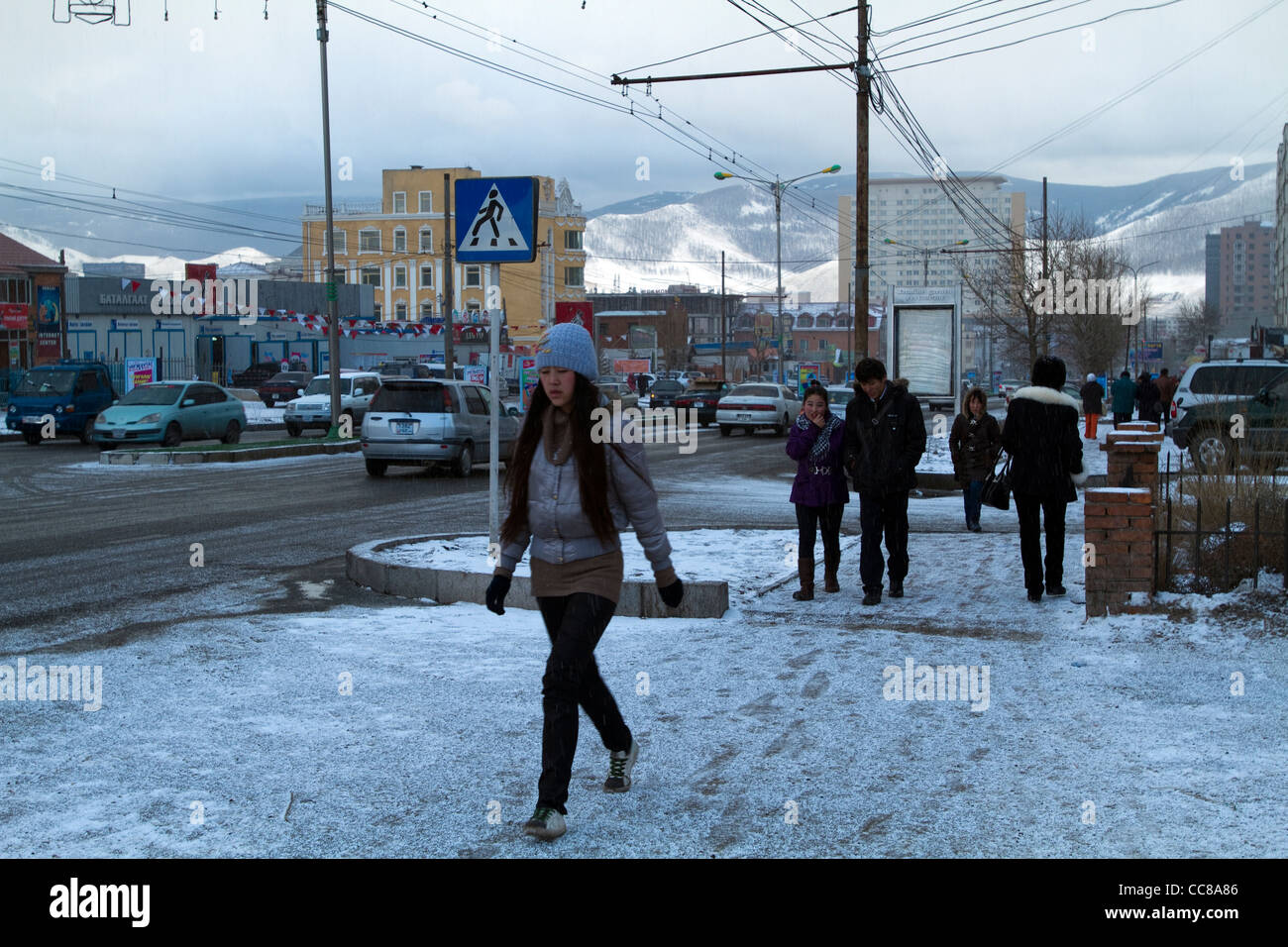 Scène de rue de Oulan-bator Mongolie Banque D'Images