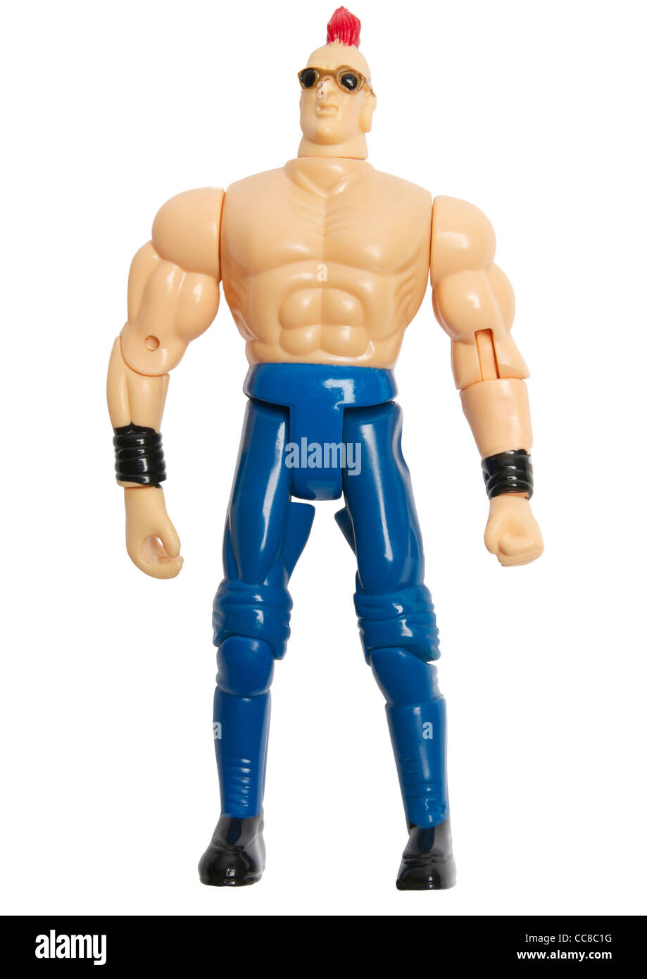 Wrestler action figure toy sur fond blanc Banque D'Images