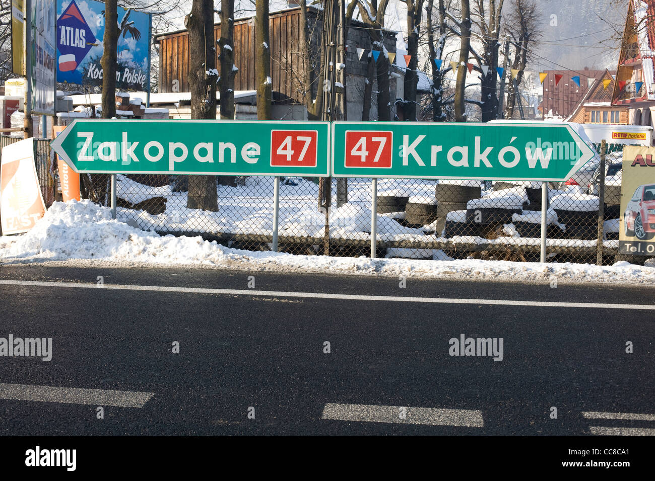 Zakopane Pologne Road Sign Banque D'Images