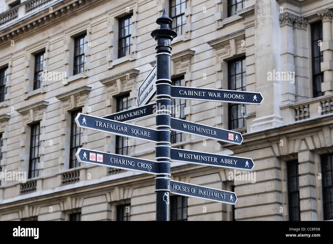 La marque d'attractions touristiques, de Whitehall, Londres, Angleterre, RU Banque D'Images