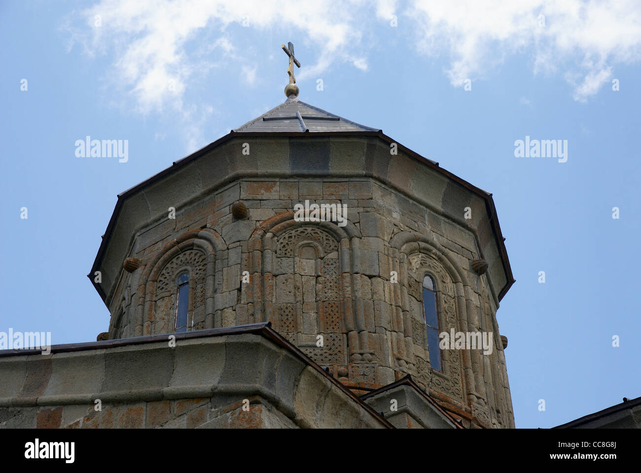 La Géorgie, 14e siècle, l'église de trinité Gergeti (Tsminda Sameba) Église sainte trinité Gergeti près du village de Banque D'Images