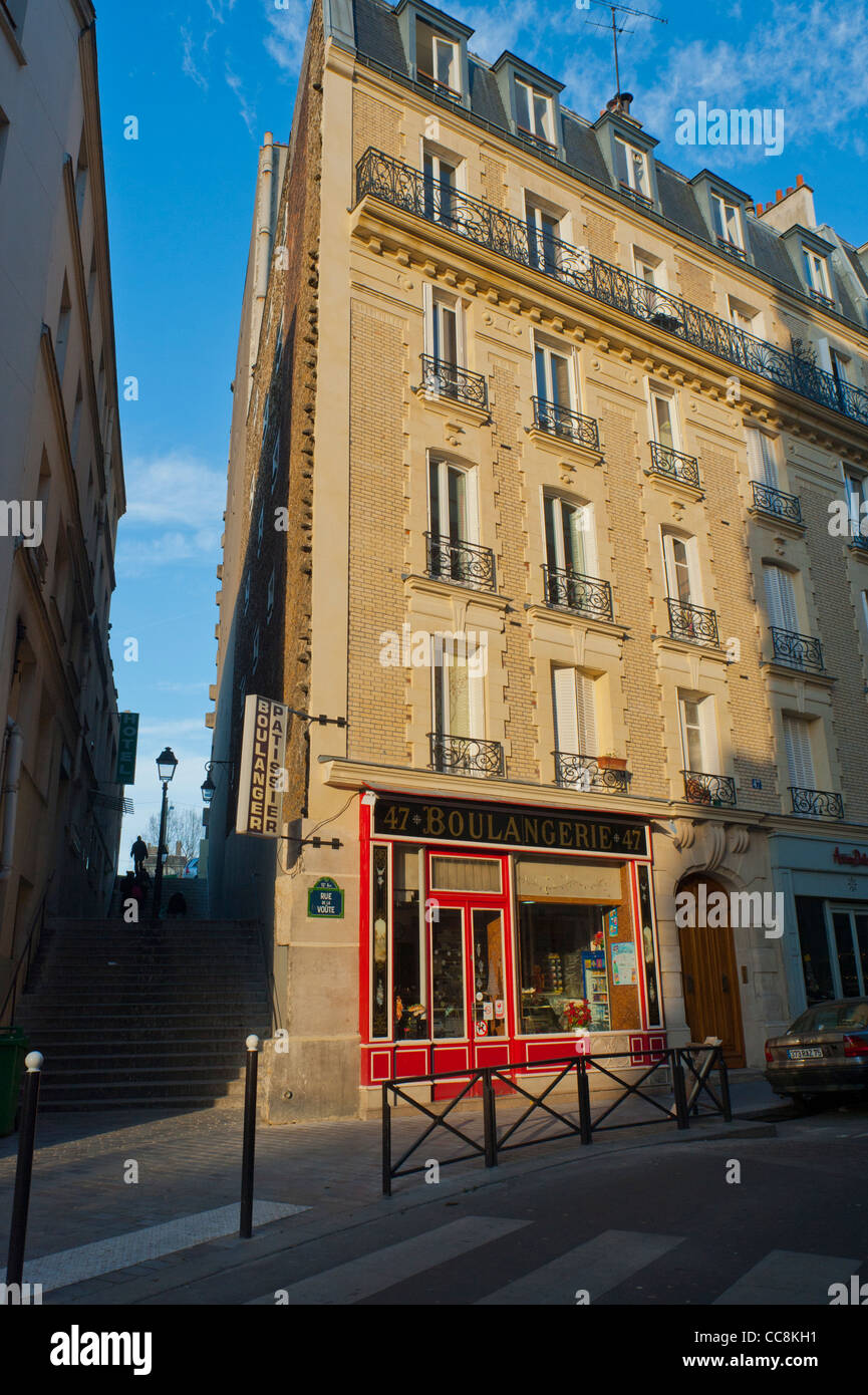 Paris, France, façade de la boulangerie française dans le quartier 12th, scène de rue, hiver, immeuble d'appartements, (maintenant fermé) Banque D'Images
