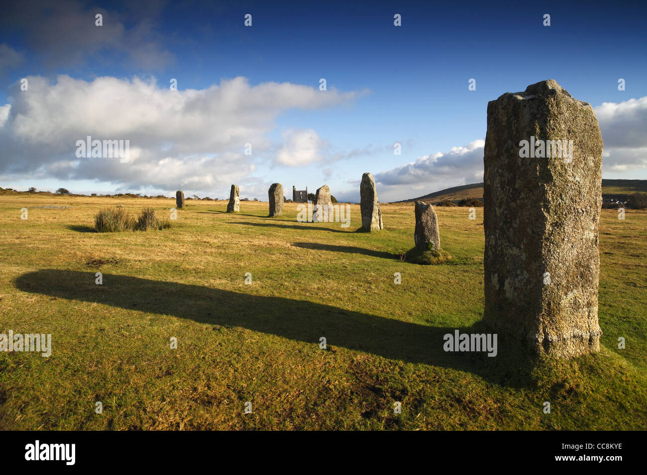The Hurlers près de Minions sur Bodmin Moor en Cornouailles, Royaume-Uni. Banque D'Images