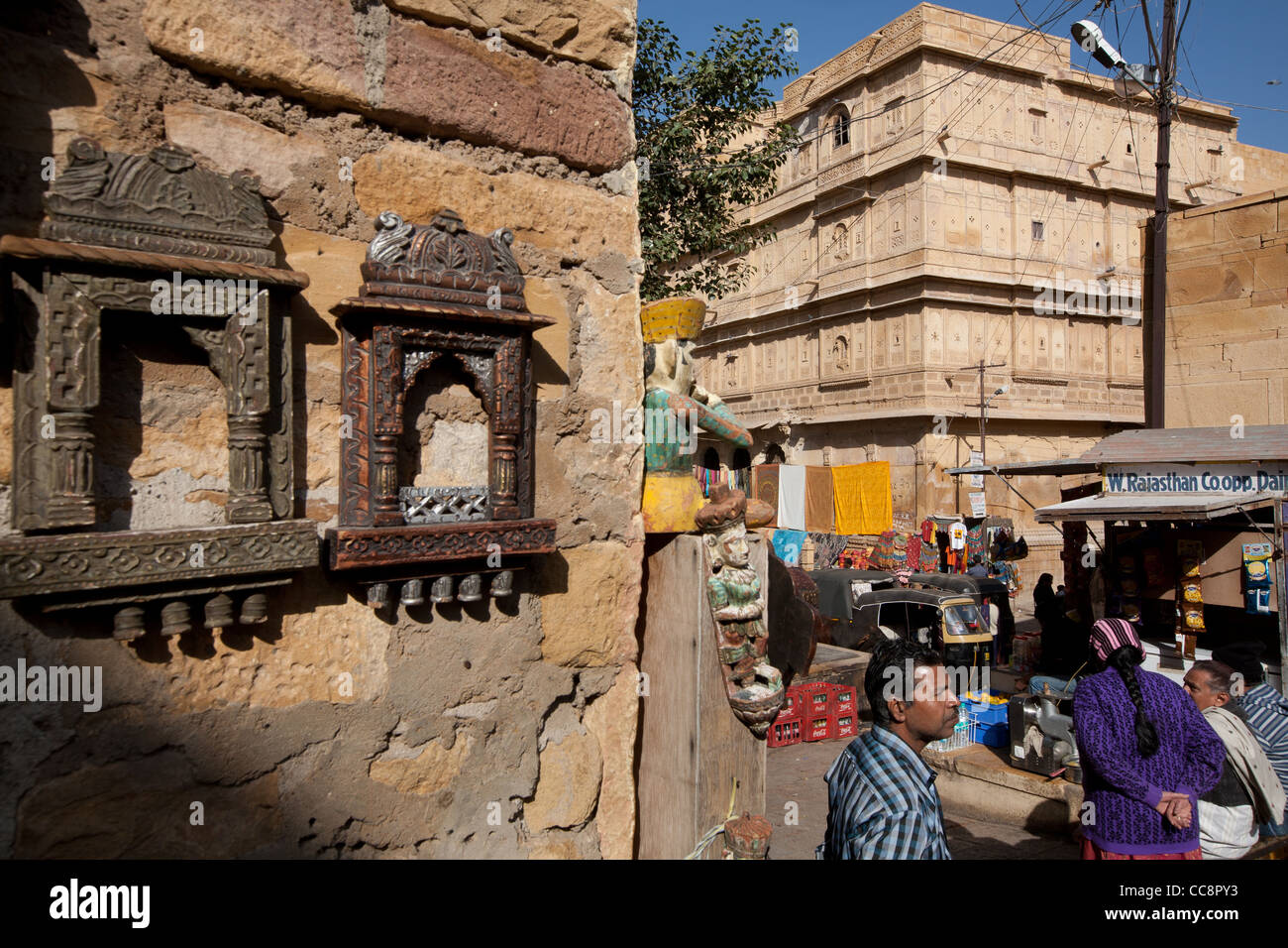 Le Fort Palace et Dashera Chowk, dans Fort de Jaisalmer, dans le Rajasthan, Inde Banque D'Images