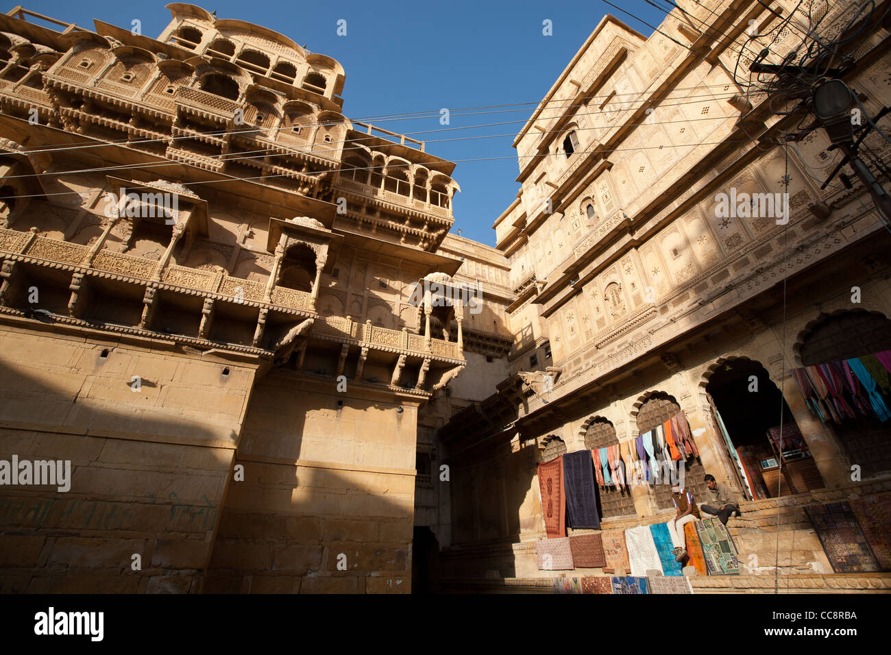 Le Fort Palace et Dashera Chowk, dans Fort de Jaisalmer, dans le Rajasthan, Inde Banque D'Images
