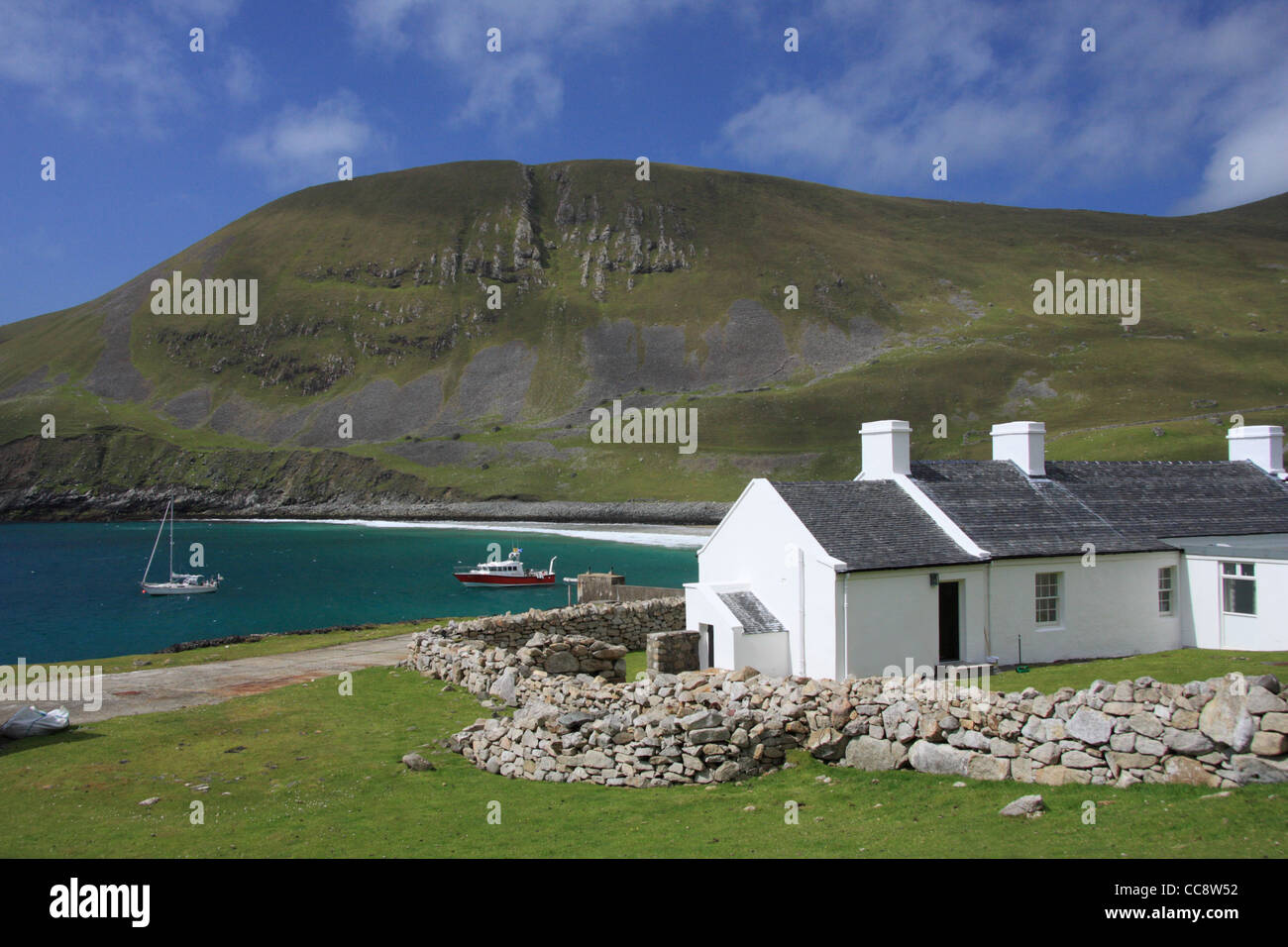Maison de facteurs dans le Village sur l'île de Hirta, St Kilda, Ecosse Banque D'Images