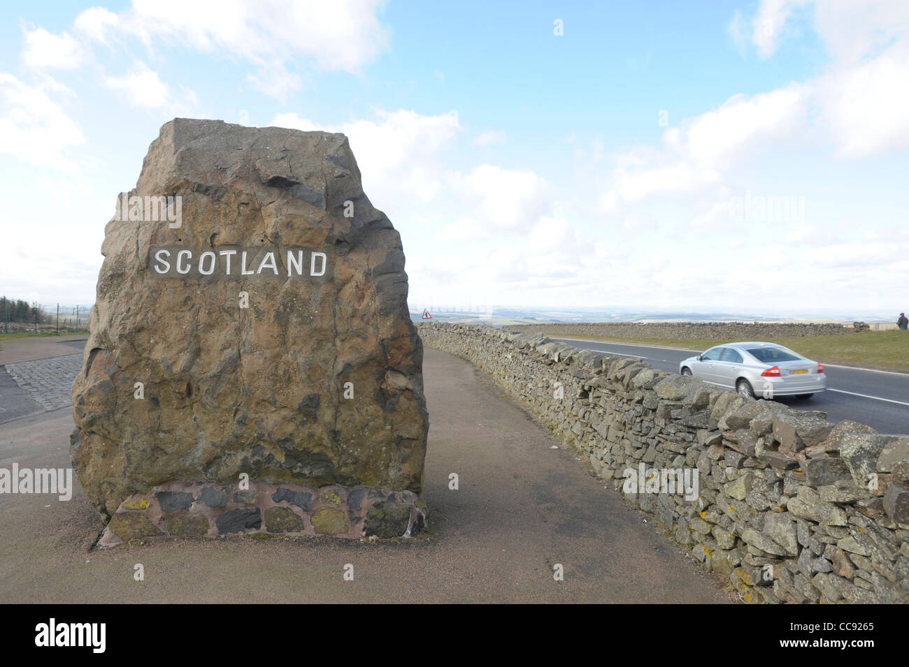 La frontière entre l'Ecosse et l'Angleterre sur l'A68 road à Carter Bar Banque D'Images